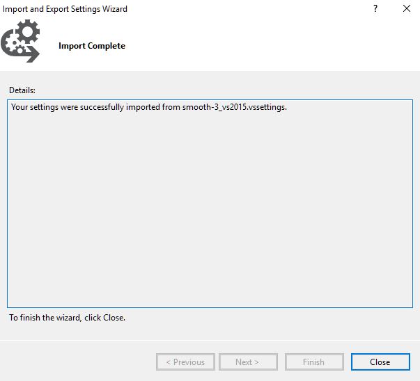 Image showing a theme import complete dialog in SSMS.